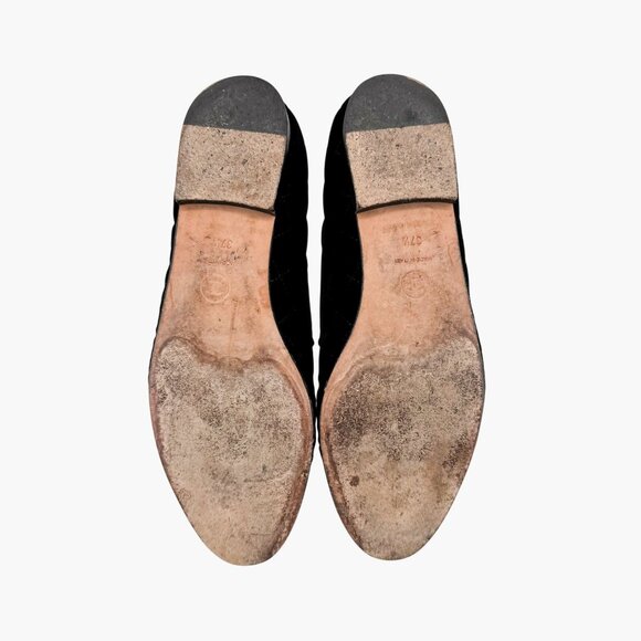 Chanel CC Cap Toe Quilted Loafers Size 37.5 US 6.5-7 Black Velvet Flat Slipper - Picture 11 of 14